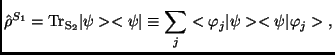 $\displaystyle \hat \rho^{S_1}= {\rm Tr_{S_2}} \vert\psi><\psi\vert \equiv \sum_j <\varphi_j\vert\psi><\psi\vert\varphi_j>\;,$