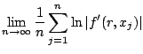 $\displaystyle \lim_{n\rightarrow \infty}\frac{1}{n} \sum_{j=1}^n\ln\left\vert f'(r,x_j)\right\vert$