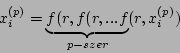 \begin{displaymath}x^{(p)}_i=\underbrace{f(r,f(r,...f}_{p-szer}(r,x^{(p)}_i)\end{displaymath}